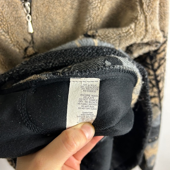 BLACK DIAMOND Vintage 90s Fleece‎ Jacket Size Large Forrest Moose Print Neutral - Picture 3 of 4